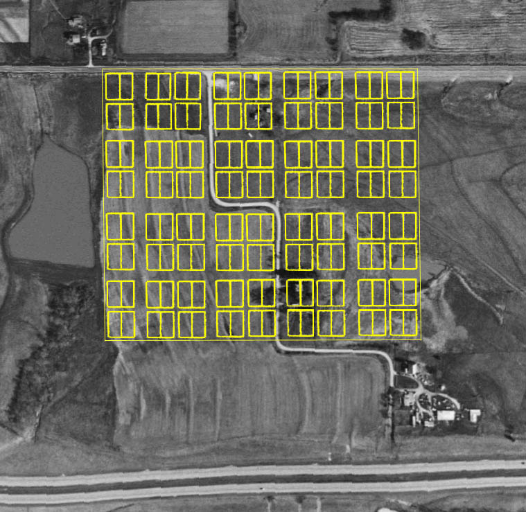 aerial photograph with town lot overlay