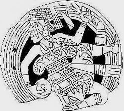 shell gorget depicting with chunkey player of Cahokia