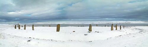 stone ring and snow in Orkney