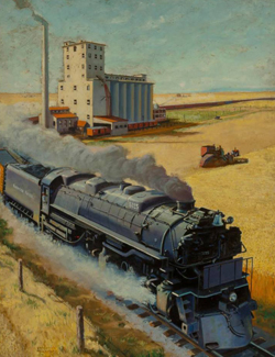 Frederick Blakeslee (American, 1898-1973) Northern Pacific at Grain Silo